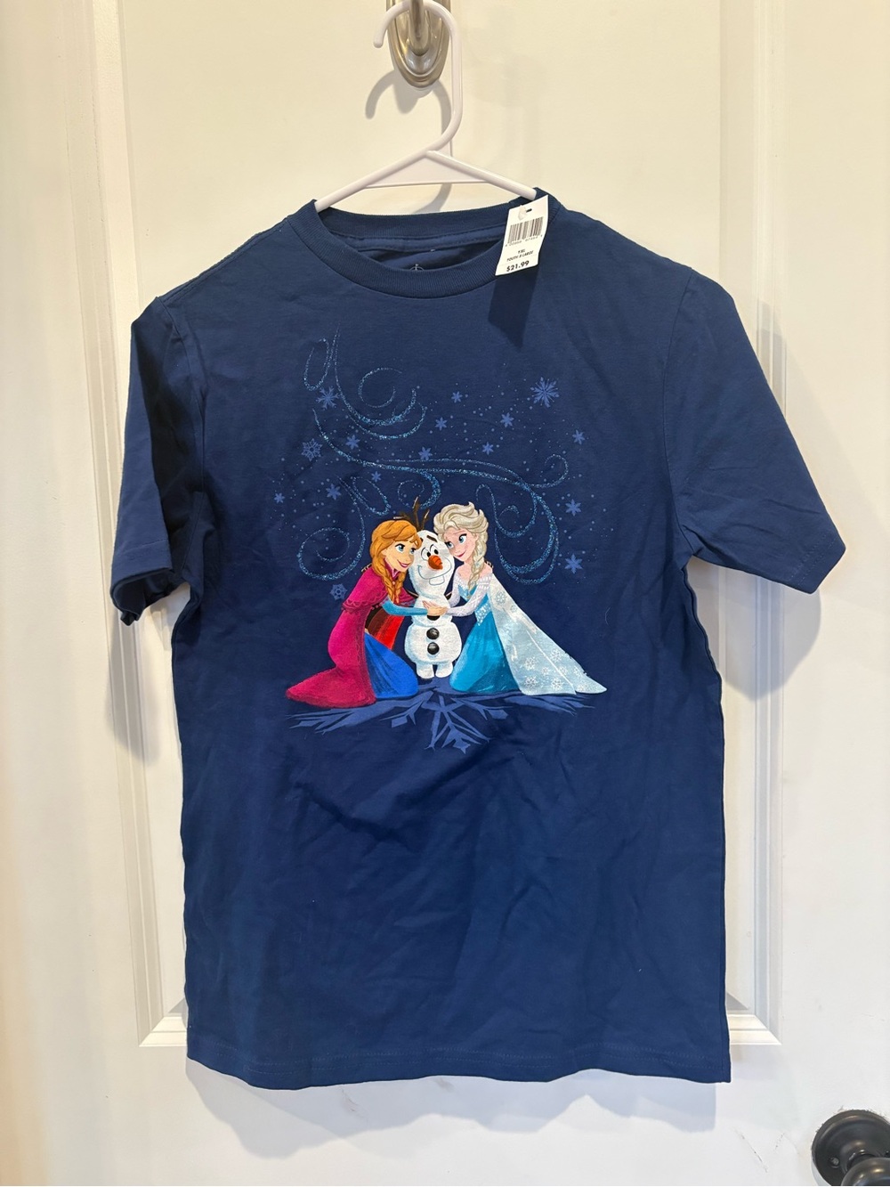 Disney Navy Blue Frozen Graphic Tee with Anna, Elsa & Olaf